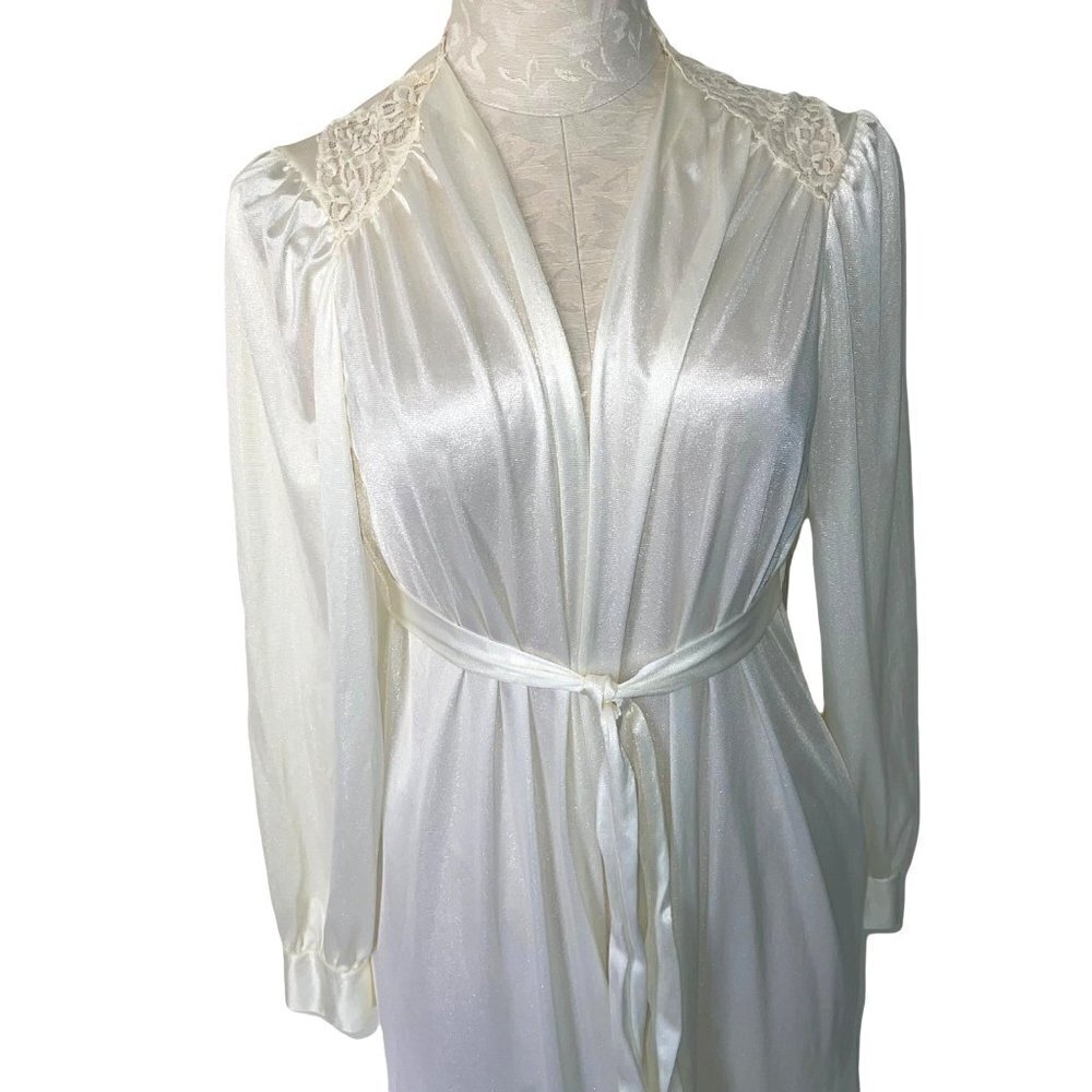 Fantasy Nightwear By Janice Lee Womens Robe Size Medium M Vintage Nylon Lace - Picture 11 of 12